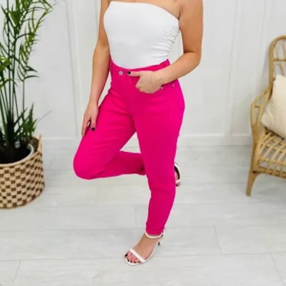 Judy Blue Pants - Judy Blue Hot Pink Slim Fit High Rise Stretch Skinny Jeans / Pants Size 7/28